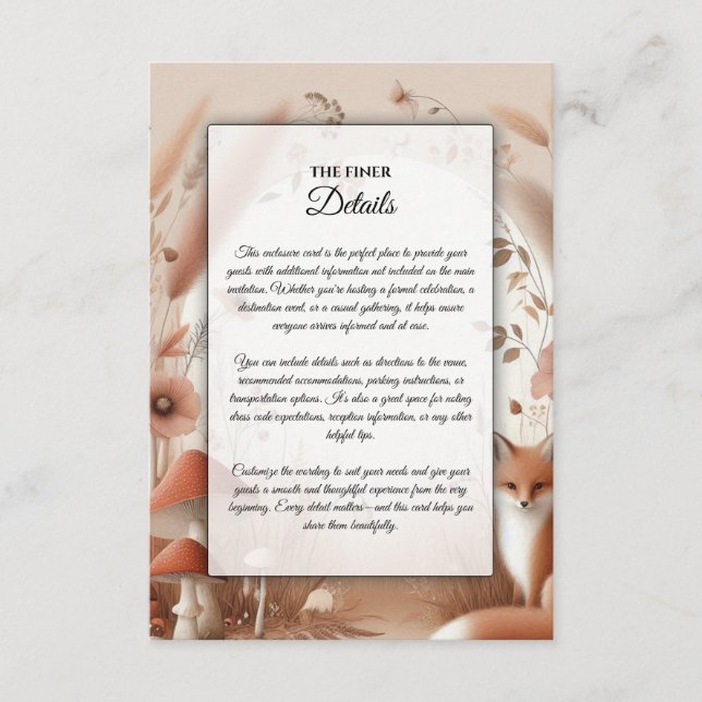 Carte D'accompagnement Renard de forêt d'automne enchanté (Devant)