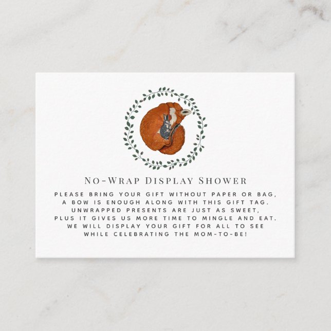 Carte D'accompagnement Renard et lièvre | Pas d'insertion de douche d'aff (Devant)