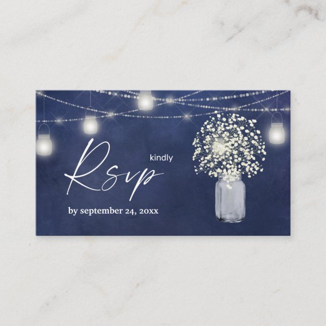 Carte D'accompagnement Repas Budget Bébé, Blu Chalkboard 2SM RSVP (Devant)