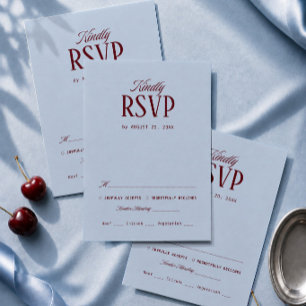 Carte D'accompagnement Réponse de mariage bleu glace et burgundy
