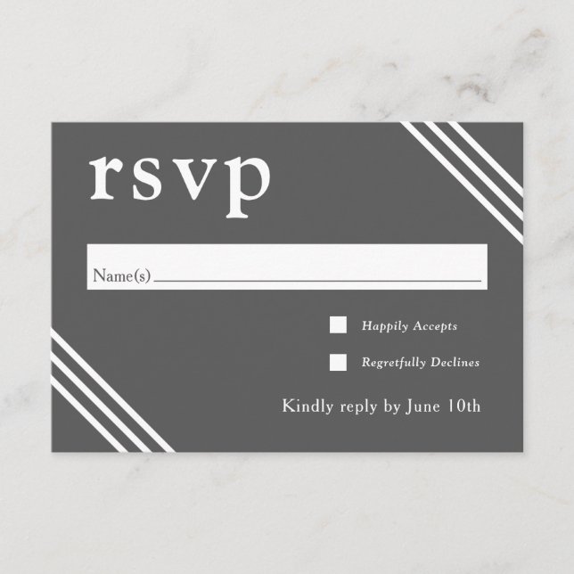 Carte D'accompagnement Réponse de mariage élégante et simple gris (Devant)
