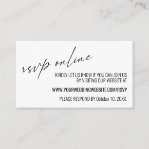 Carte D'accompagnement Réponse de mariage en ligne Noir & Blanc contempor