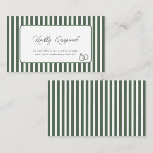 Carte D'accompagnement Réponse de site web de mariage Prépa rayé vert fon