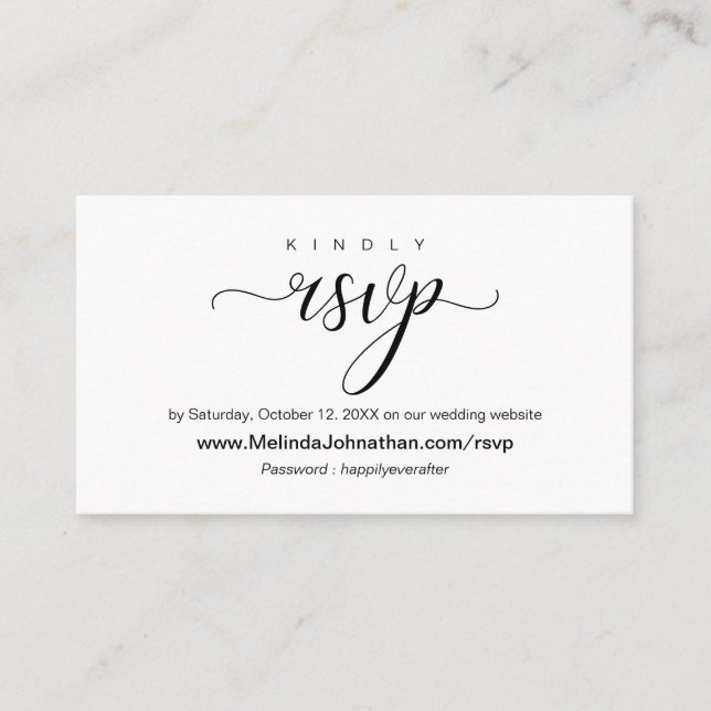 Carte D'accompagnement Réponse du site Web RSVP en ligne, mariage (Devant)