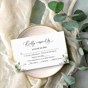 Carte D'accompagnement Réponse RSVP aquarelle eucalyptus verdure