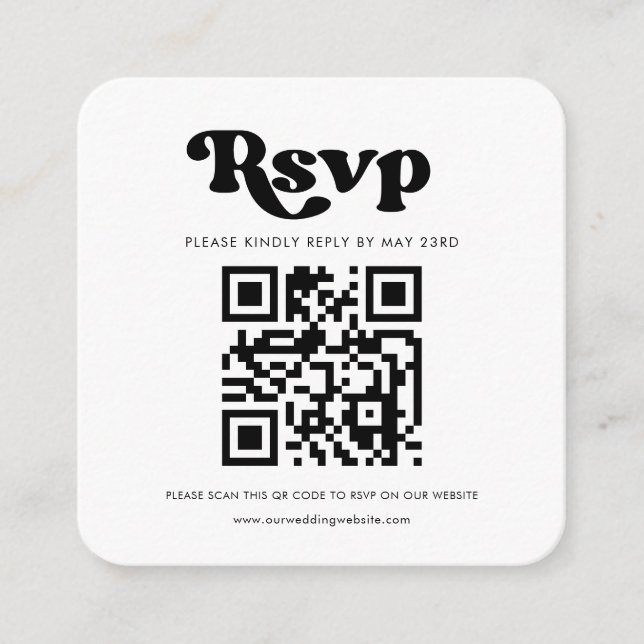Carte D'accompagnement Réponse RSVP de code QR rétro stylé (Devant)