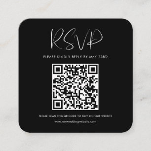 Carte D'accompagnement Réponse RSVP Elegant & Moderne de code QR noir