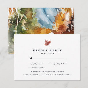 Carte D'accompagnement Réponse RSVP pour mariage automnal rustique   Aqua