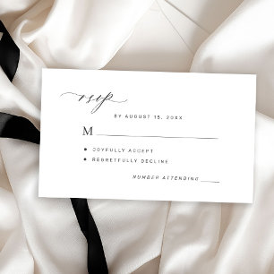 Carte D'accompagnement Réponse simple noir et blanc pour un mariage