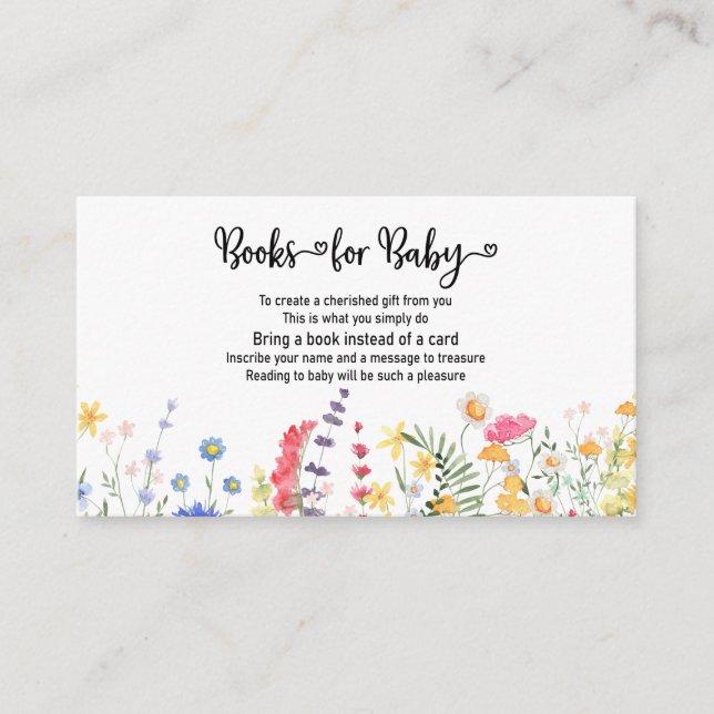 Carte D'accompagnement Réserver Demande Fleur sauvage Baby shower Floral (Devant)