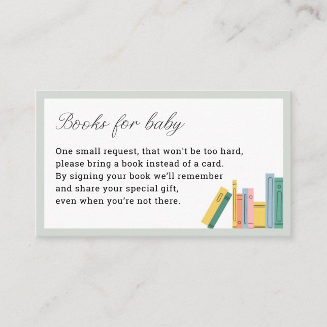 Carte D'accompagnement Réserver Thème Baby shower Livres pour bébé (Devant)