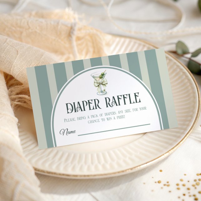 Carte D'accompagnement Retro Bow Tini One Martini Baby Shower Diaper (Créateur téléchargé)