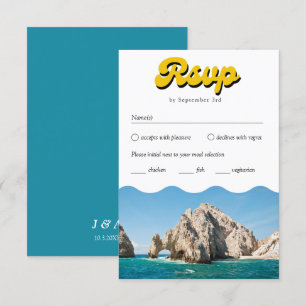 Carte D'accompagnement Retro Cabo Mariage traditionnel RSVP Repas Option
