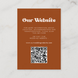Carte D'accompagnement Retro élégant Burnt Orange Code QR site mariage