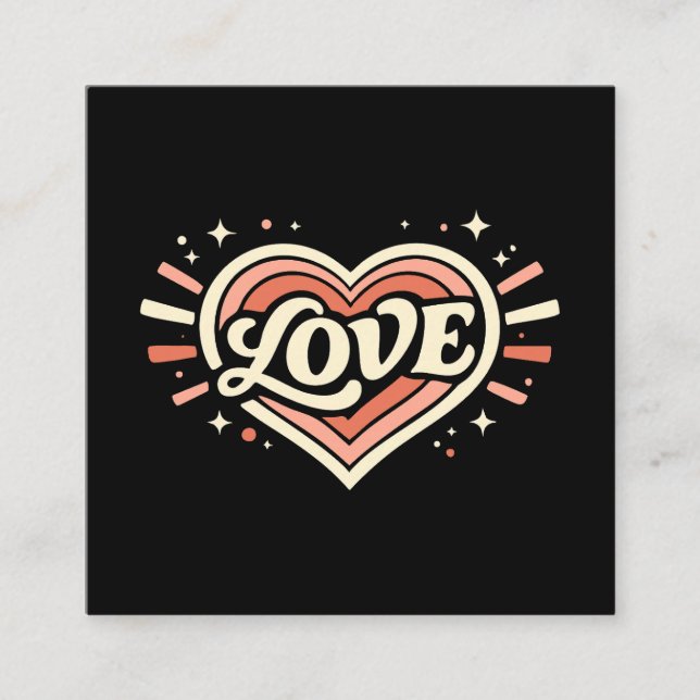 Carte D'accompagnement Retro Love Heart Valentine Classic (Devant)