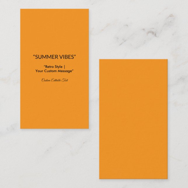 Carte D'accompagnement Retro Orange Texture - Vibes d'été Art (Devant / Derrière)