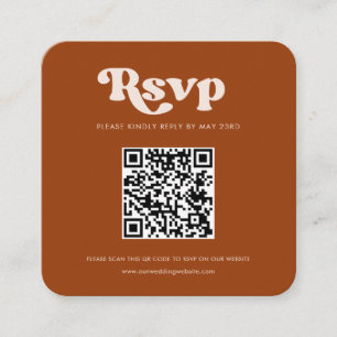 Carte D'accompagnement Rétro stylish gravé orange code QR réponse RSVP