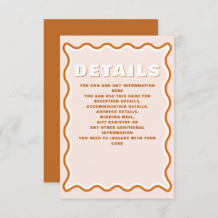 Carte D'accompagnement Retro Super Squiggle Wavy Terracotta Mariage