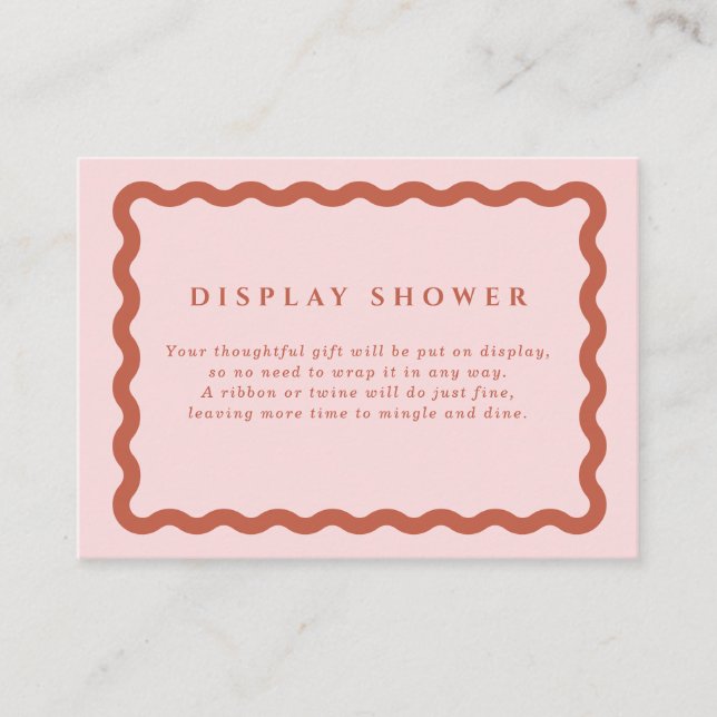 Carte D'accompagnement Retro Terracotta & Blush Wavy Frame Display Douche (Devant)