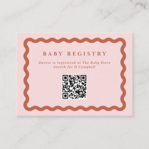 Carte D'accompagnement Retro Wavy Terracotta Frame Baby Registry Code QR