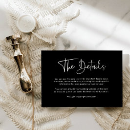 Carte D'accompagnement Revêtement noir moderne | Détails du mariage