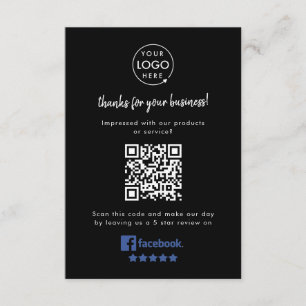 Carte D'accompagnement Revue Facebook   Business rating Link Black QR