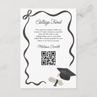 Carte D'accompagnement Ribbon Black Bow Graduation college fund