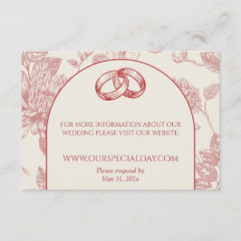 Carte D'accompagnement Riche Rouge Français Floral Toile Floral Floral