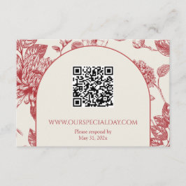Carte D'accompagnement Riche Rouge Français Floral Toile Floral Floral