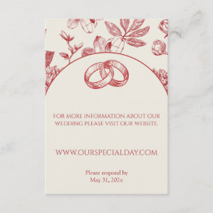 Carte D'accompagnement Riche Rouge Français Floral Toile Floral Floral