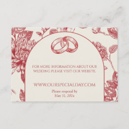 Carte D'accompagnement Riche Rouge Français Floral Toile Floral Floral
