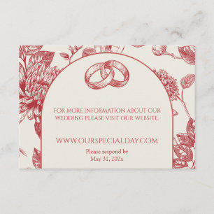 Carte D'accompagnement Riche Rouge Français Floral Toile Floral Floral