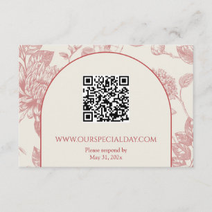 Carte D'accompagnement Riche Rouge Français Floral Toile Floral Floral
