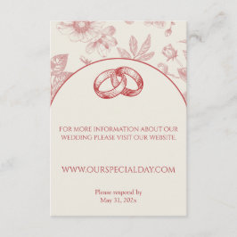 Carte D'accompagnement Riche Rouge Français Floral Toile Floral Floral
