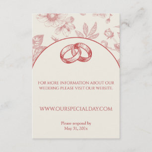 Carte D'accompagnement Riche Rouge Français Floral Toile Floral Floral