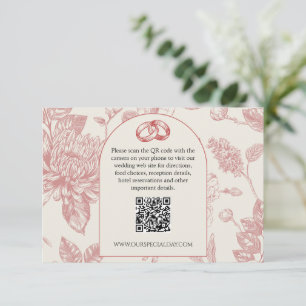Carte D'accompagnement Riche toile florale française rouge Code QR floral