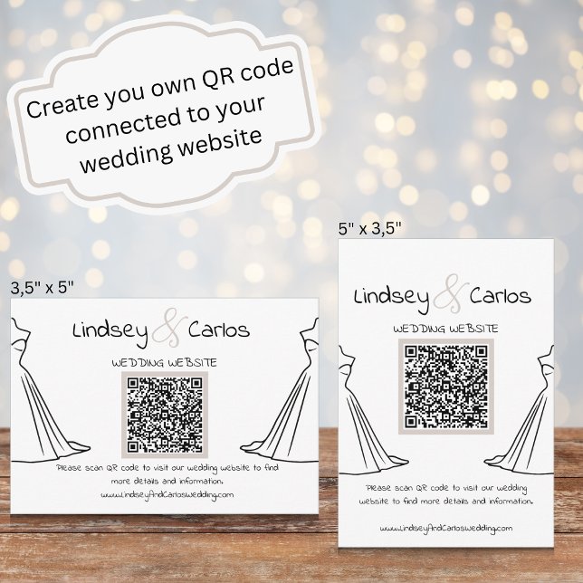 Carte D'accompagnement Robe de mariage moderne élégante en silhouette (You have a wedding site? this is a great way to let your guest know about it. vertical or horizontal)