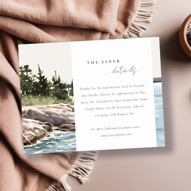 Carte D'accompagnement Rocky Pine Mountain Seascape Détails du Mariage (Créateur téléchargé)