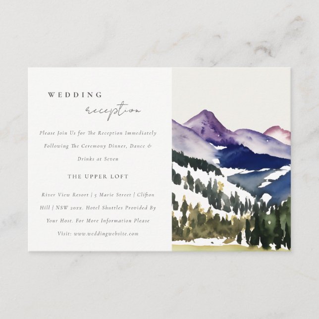 Carte D'accompagnement Rocky Snow Mountain Paysage Réception de mariage (Devant)