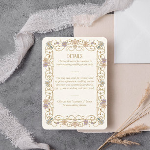 Carte D'accompagnement Rococo Revival Élégant Mariage Floral Vintage
