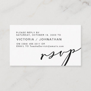 Carte D'accompagnement Romance moderne, Script noir, RSVP de mariage
