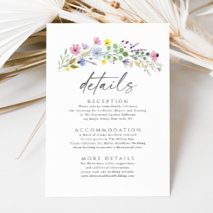 Carte D'accompagnement Romantic Boho Garden Fleur sauvage Détails Mariage