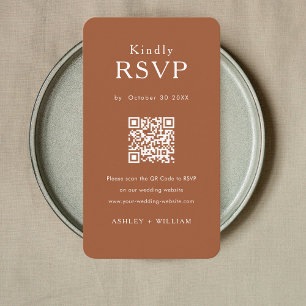 Carte D'accompagnement Romantic Minimal Rsvp Qr Code Mariage Terracotta