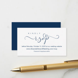Carte D'accompagnement Romantique, bleu de la marine, Mariage en ligne RS