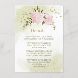 Carte D'accompagnement romantique fleurs roses détails de verdure