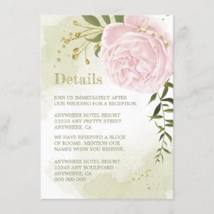 Carte D'accompagnement romantique fleurs roses détails de verdure