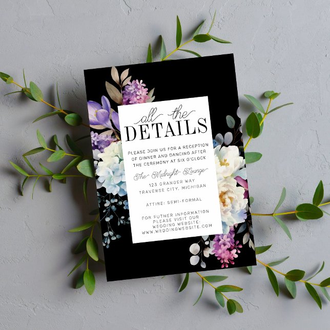 Carte D'accompagnement Romantique Floral Moody Dark Flowers Mariage (Créateur téléchargé)