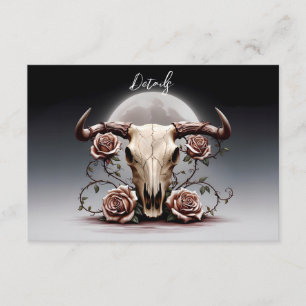Carte D'accompagnement Romantique Mediaval Floral Vache Crâne Mariage QR 