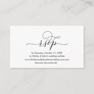 Carte D'accompagnement Romantique moderne, script noir, site web en ligne