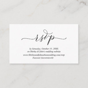 Carte D'accompagnement Romantique moderne, script noir, site web en ligne